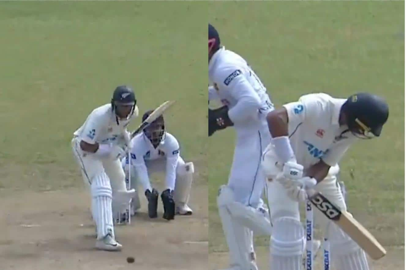 Ravindra dismissed by Sri Lankan newcomer [@mufaddal_vohra/Screengrab]
